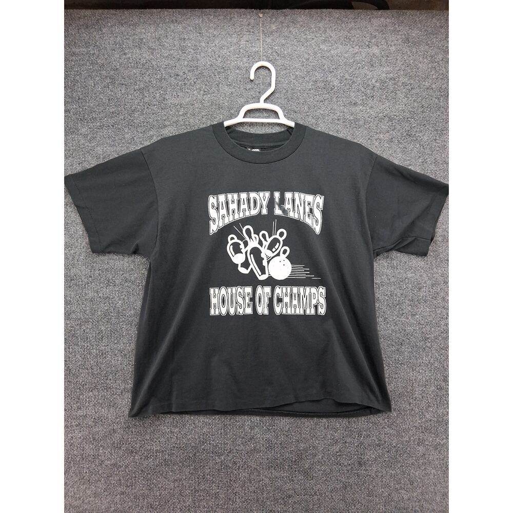 Vintage TShirt Mens XL Sahady Lanes Black Short Sleeve Fruit Loom Best USA
